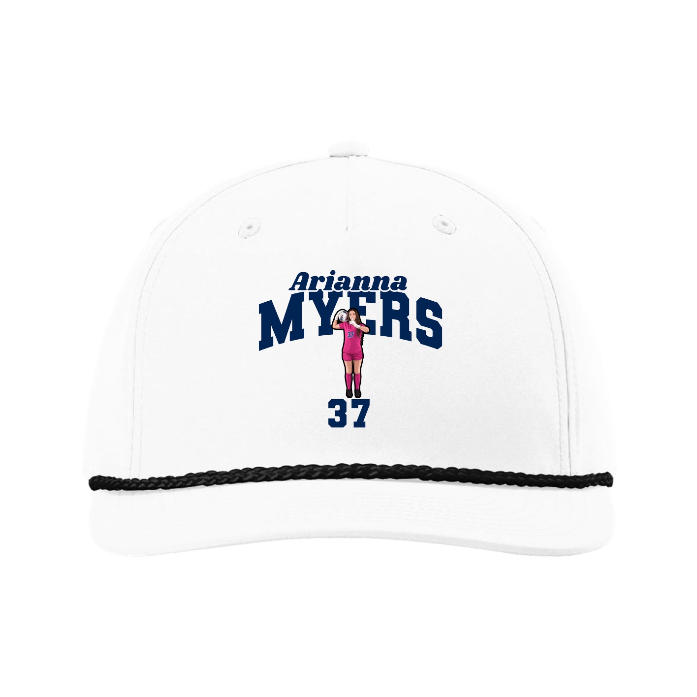 Five-Panel Classic Rope Cap — Signature Arch in White