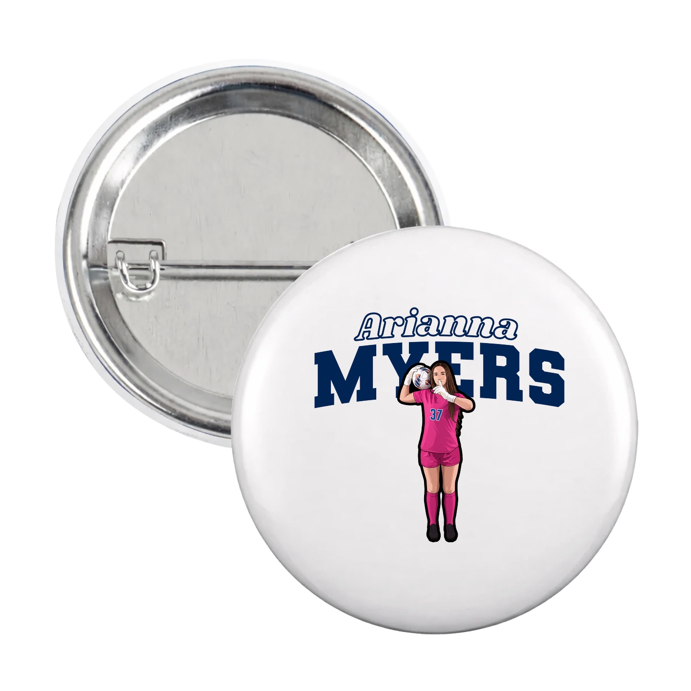 Game Day Button — Name Arch in White