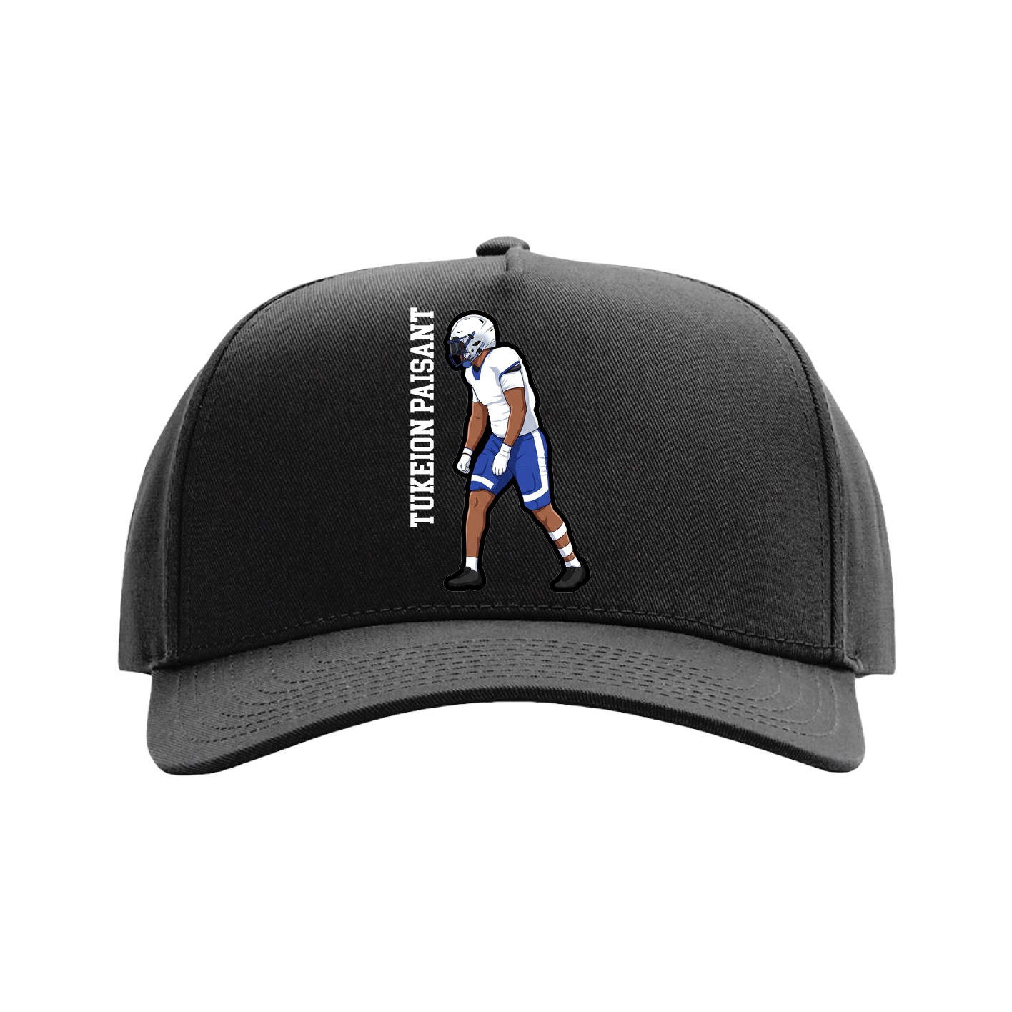 Full Fabric Five-Panel Champ Cap — Name Vertical in Black