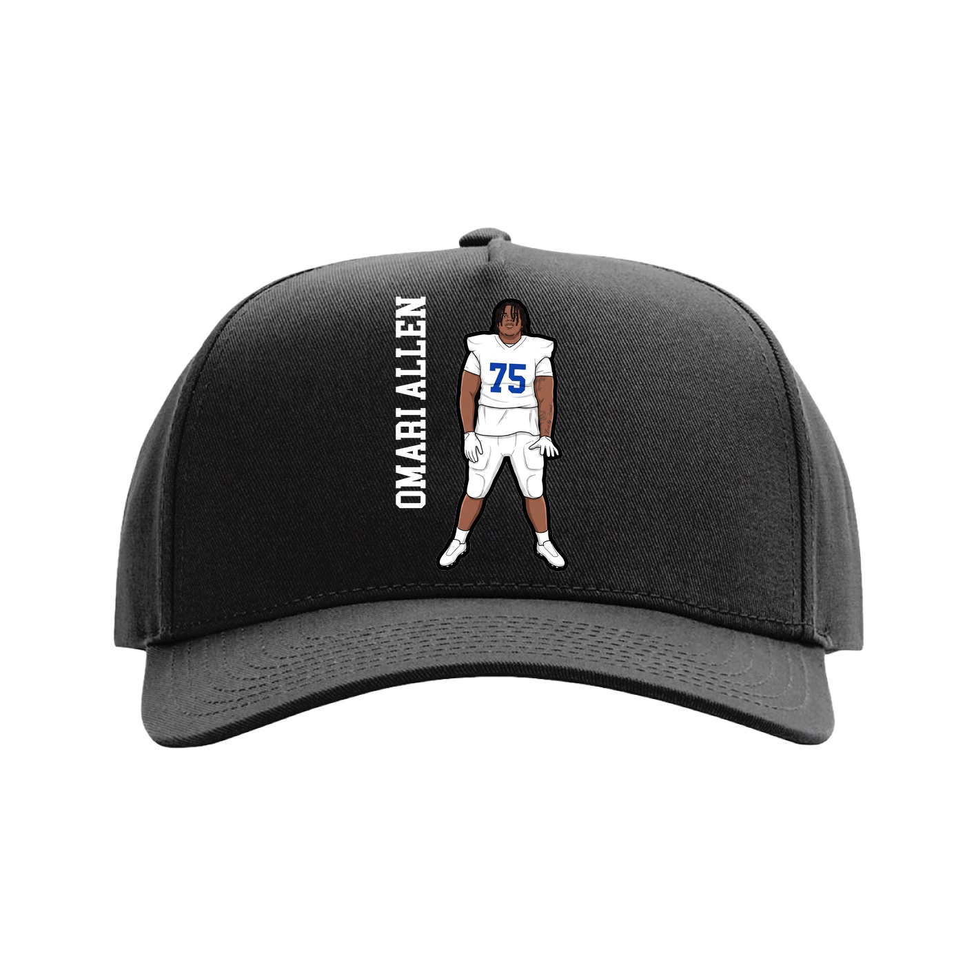 Full Fabric Five-Panel Champ Cap — Name Vertical in Black