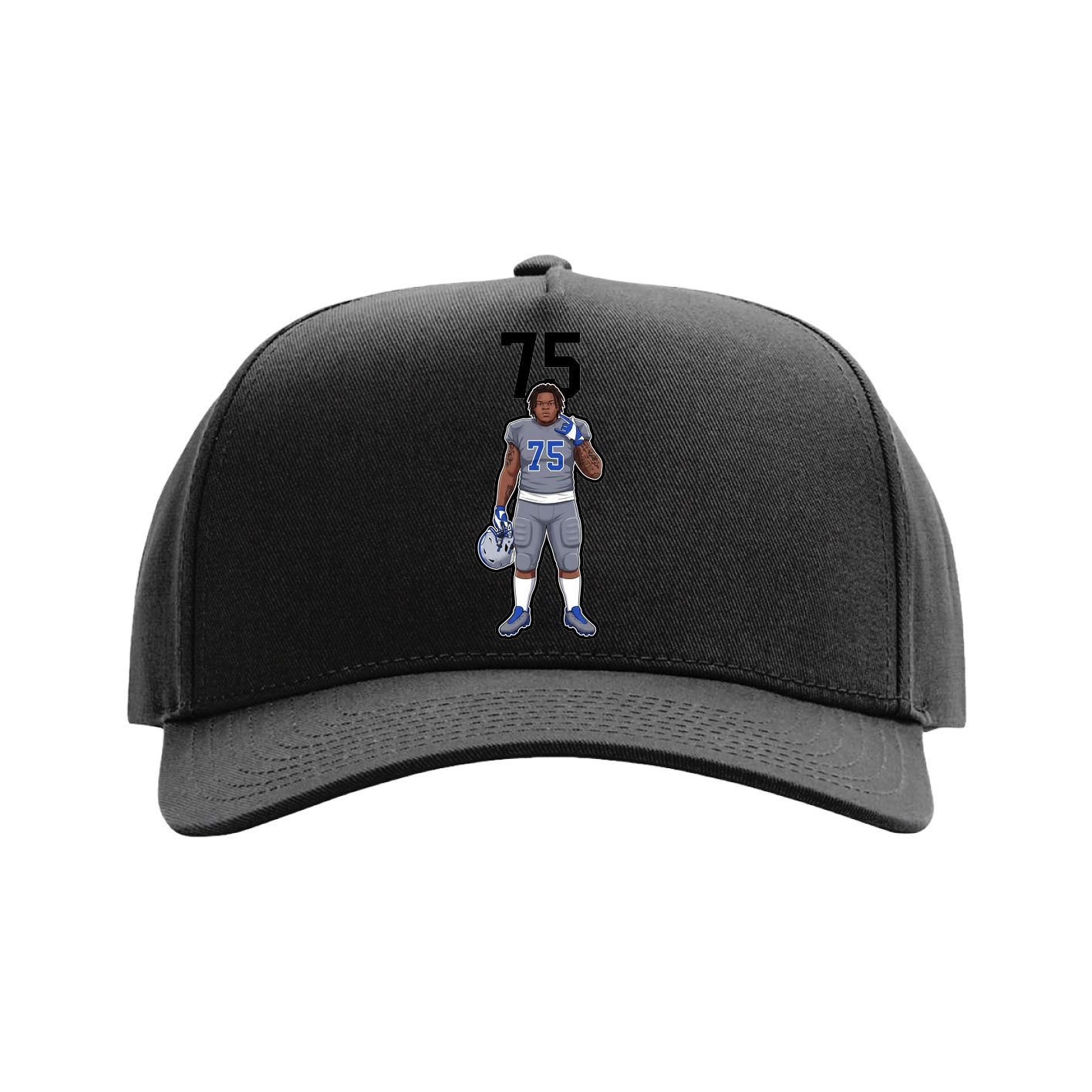 Full Fabric Five-Panel Champ Cap — Number Top in Black