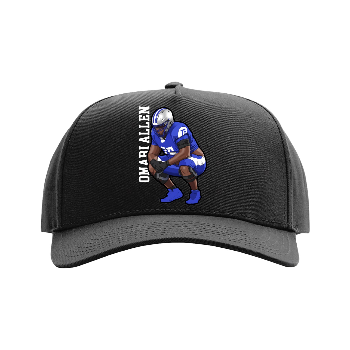Full Fabric Five-Panel Champ Cap — Name Vertical in Black