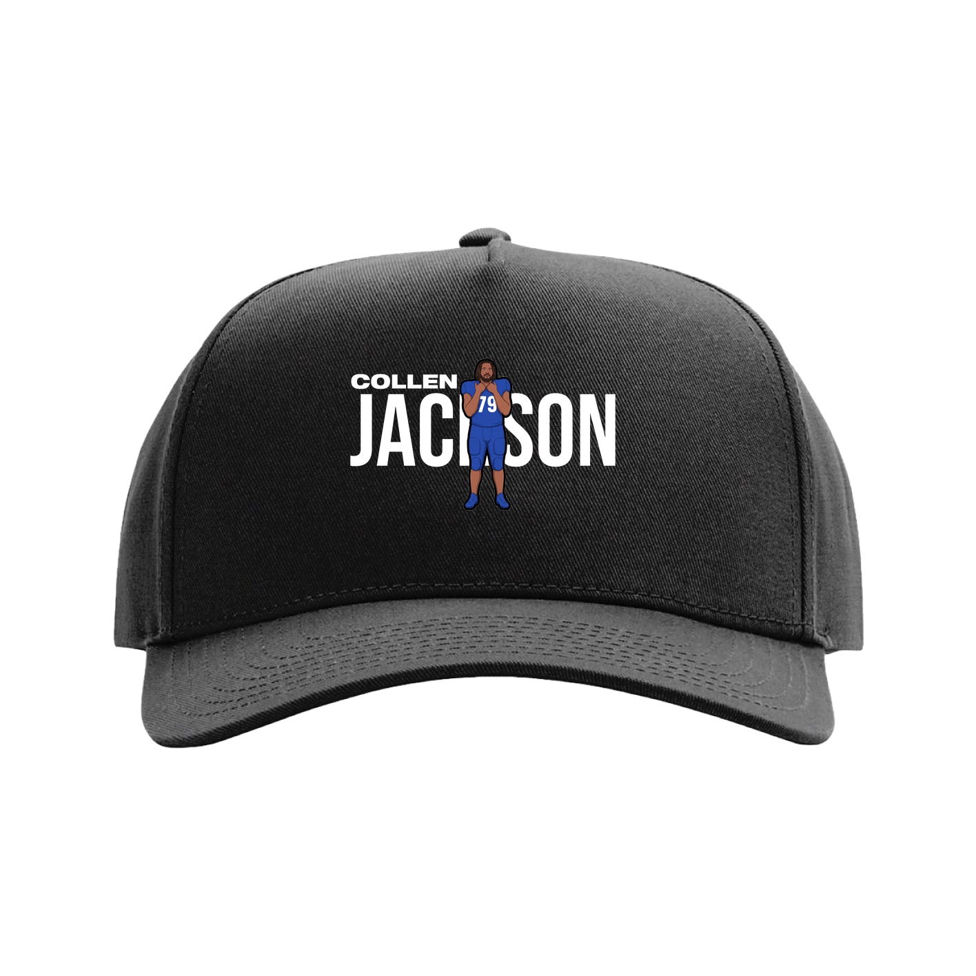 Full Fabric Five-Panel Champ Cap — Player Name in Black