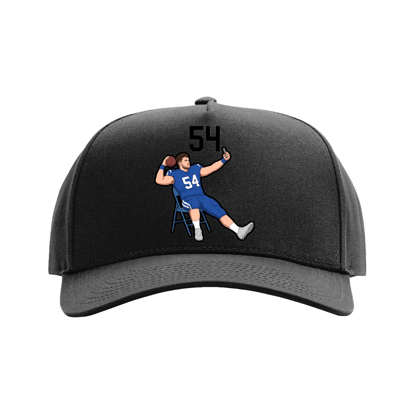 Full Fabric Five-Panel Champ Cap — Number Top in Black