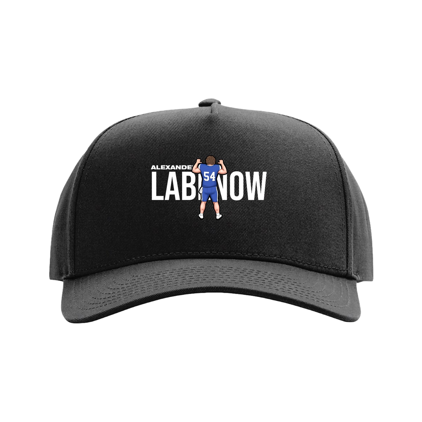 Full Fabric Five-Panel Champ Cap — Player Name in Black