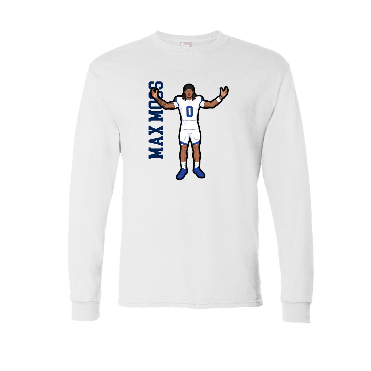 Long Sleeve Tee — Name Vertical in White