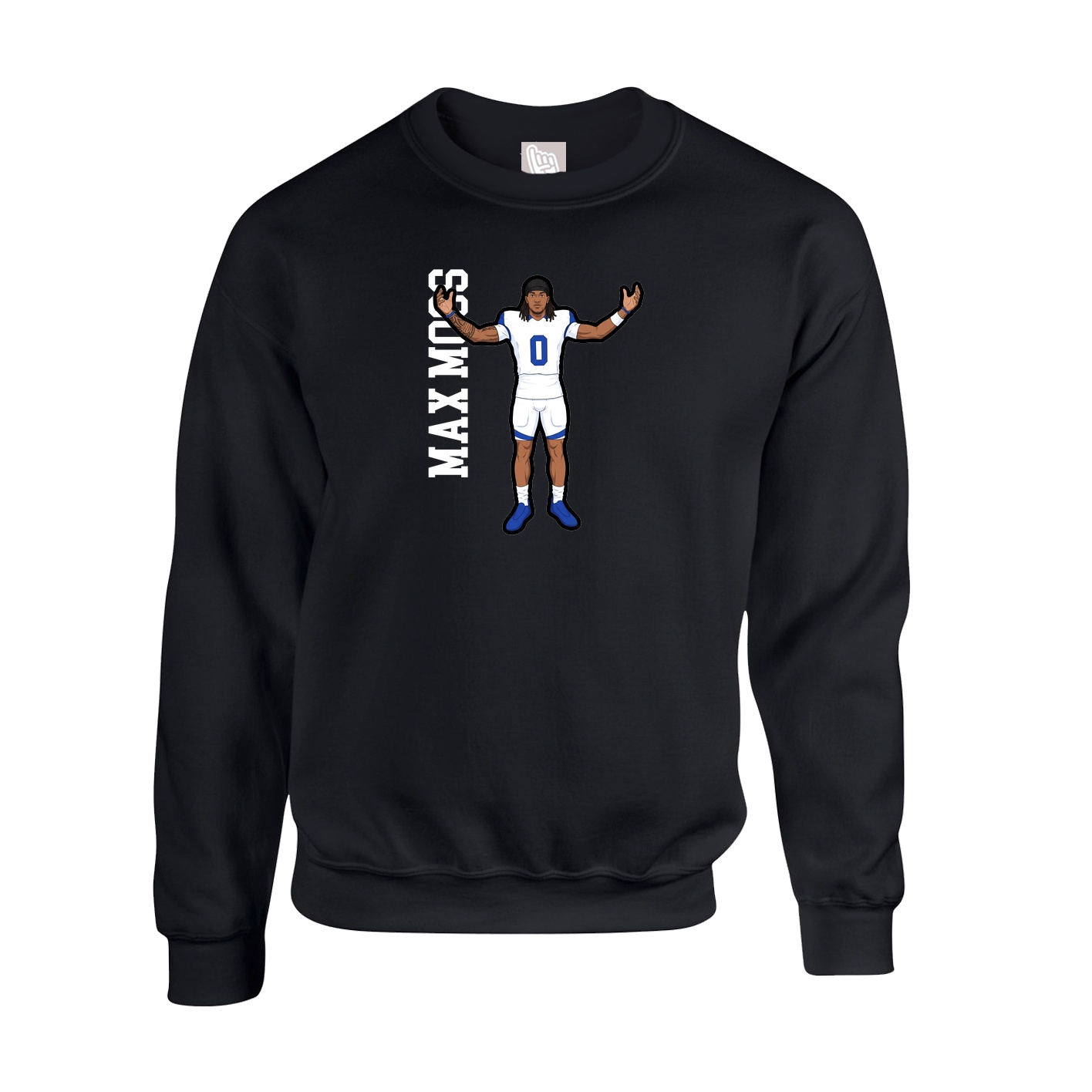 Fleece Crew — Name Vertical in Black