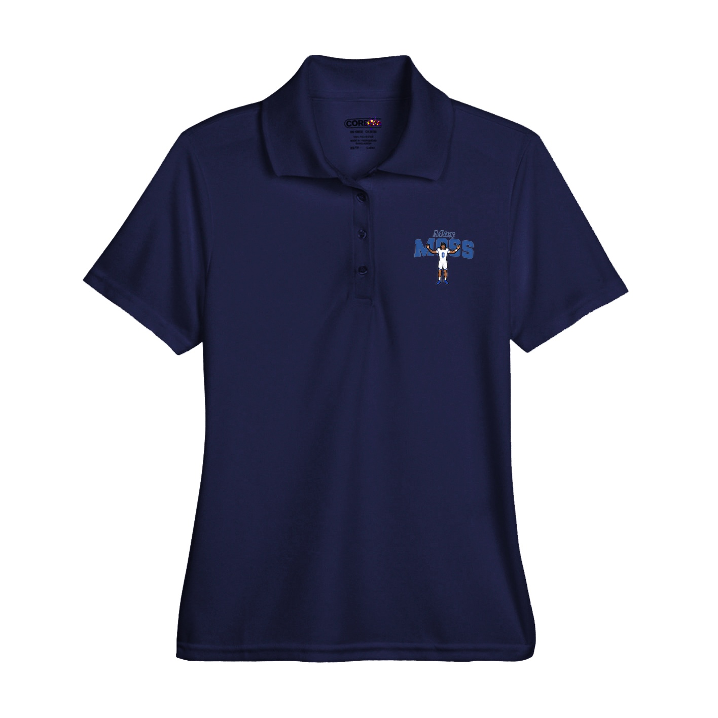 Womens Performance Polo — Name Arch in Navy