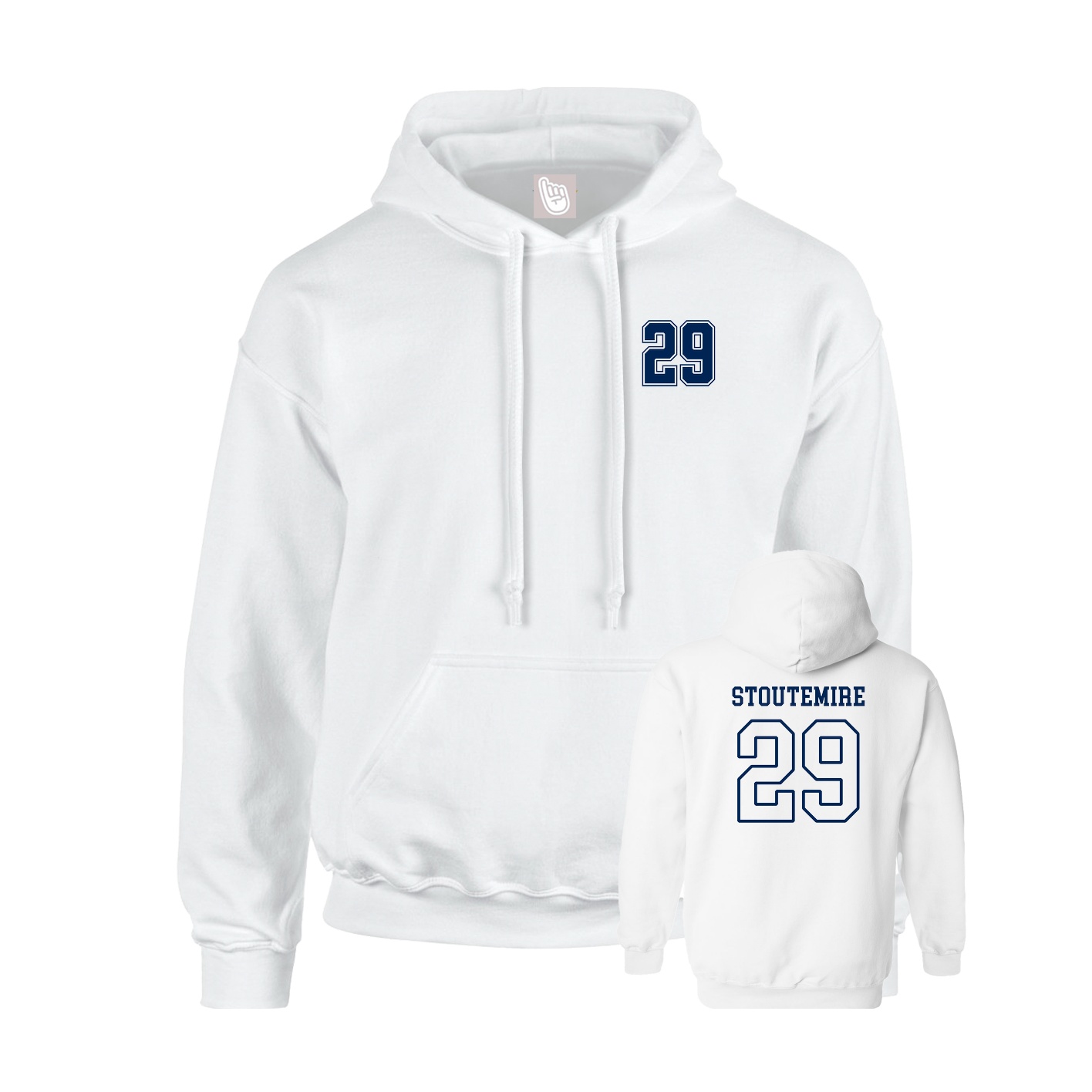 Youth Hoodie — Chest Back in White