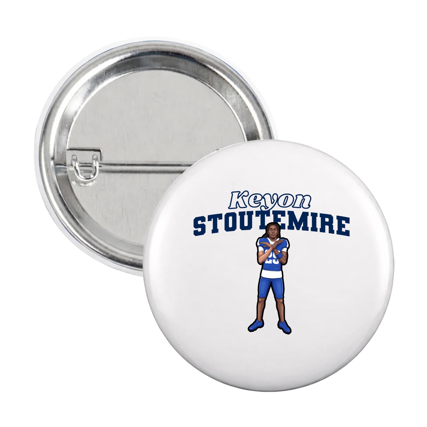 Game Day Button — Name Arch in White
