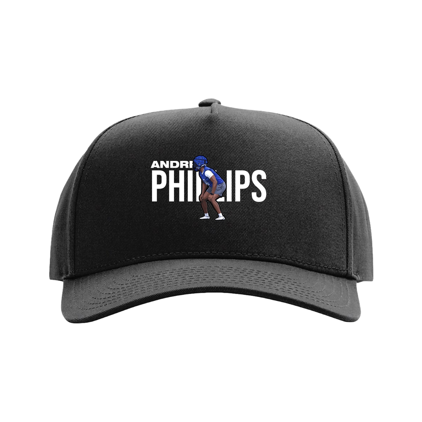 Full Fabric Five-Panel Champ Cap — Player Name in Black