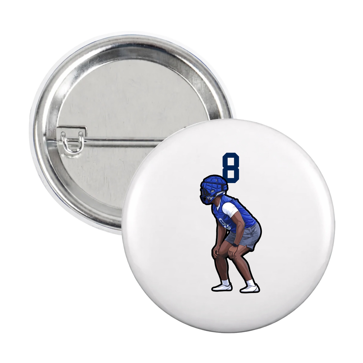 Game Day Button — Number Top in White