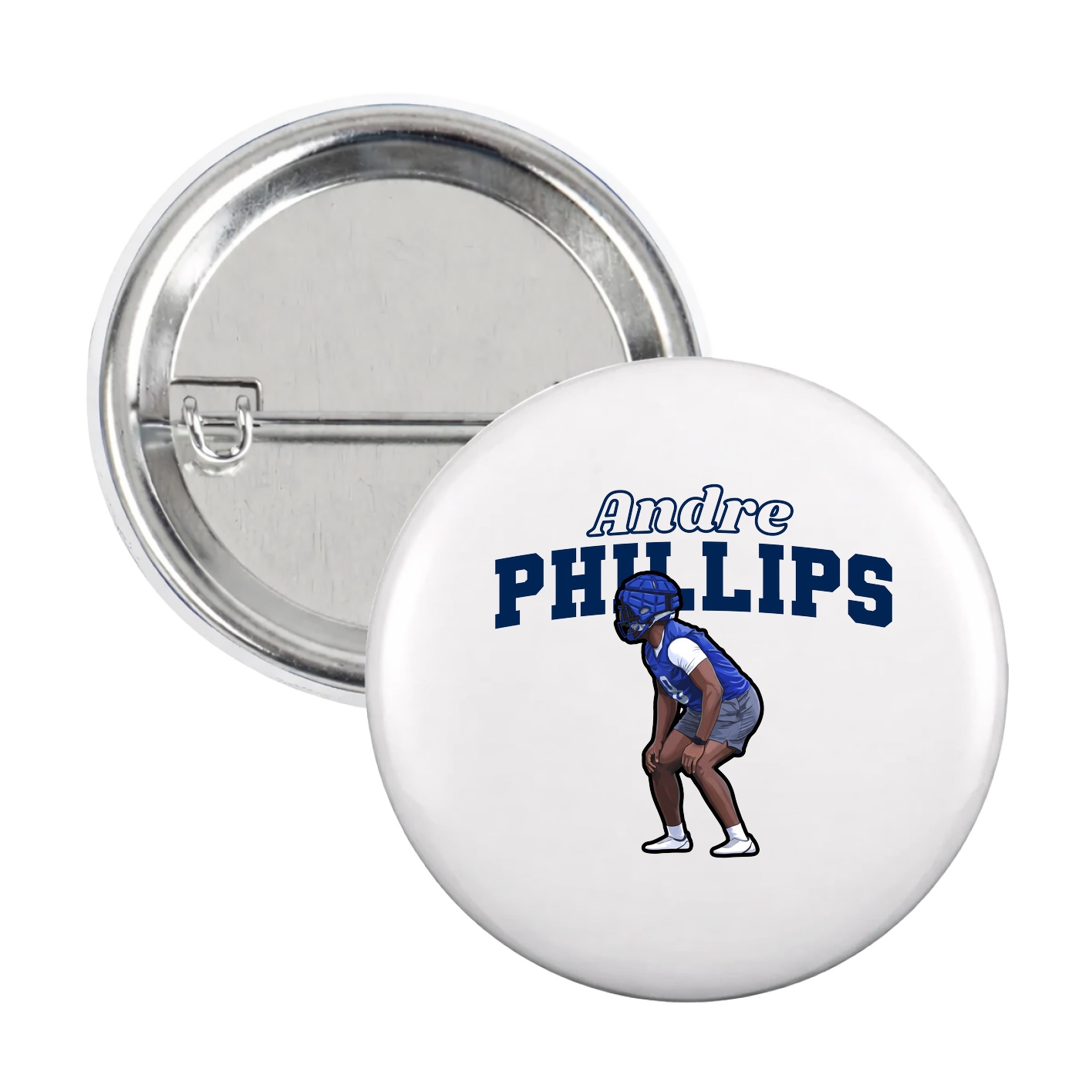 Game Day Button — Name Arch in White