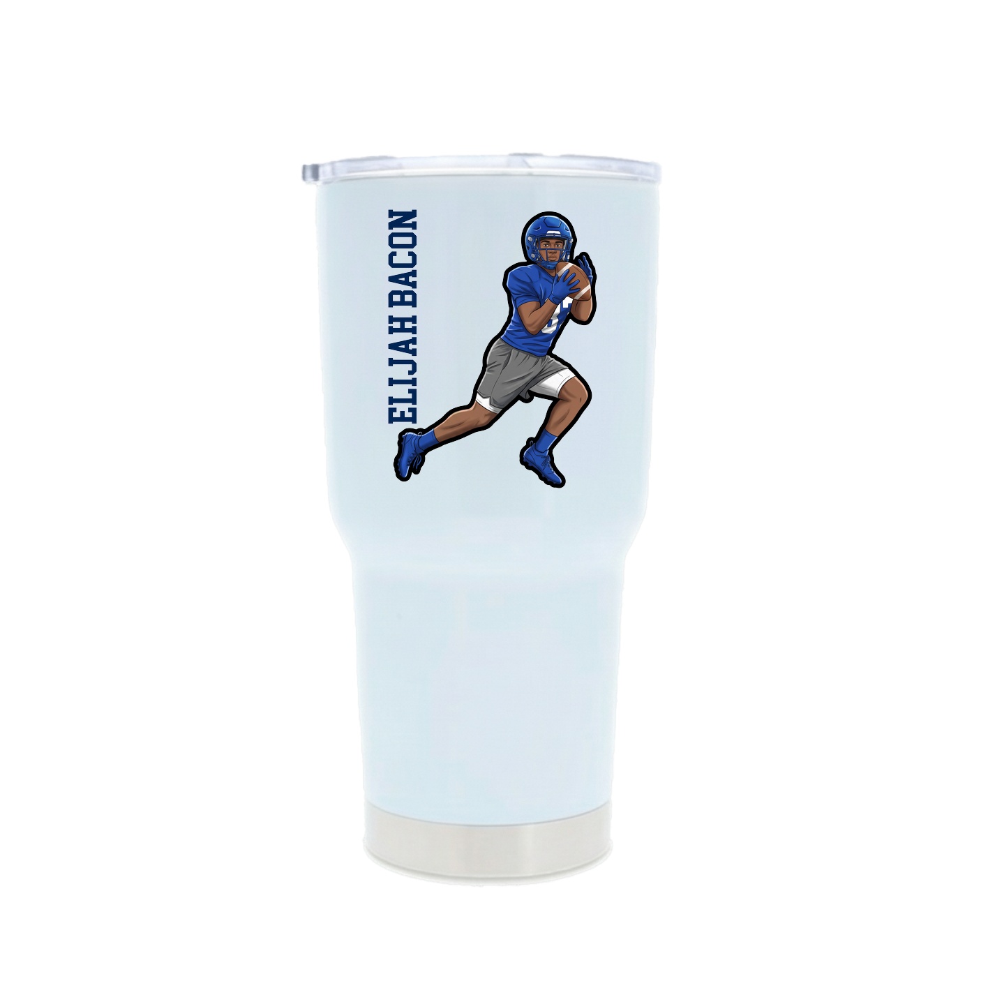 30oz Stainless Steel Tumbler — Name Vertical in White