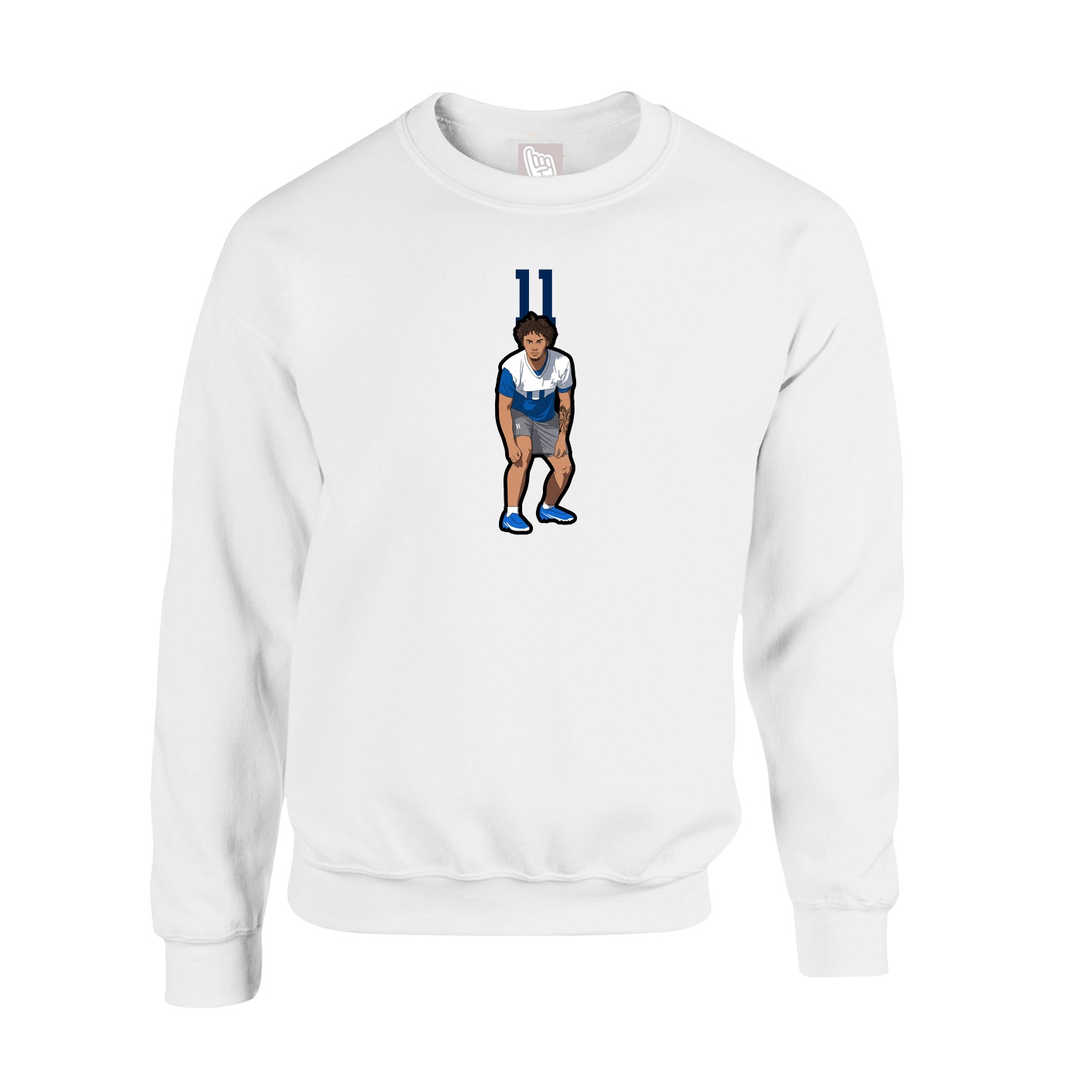 Fleece Crew — Number Top in White