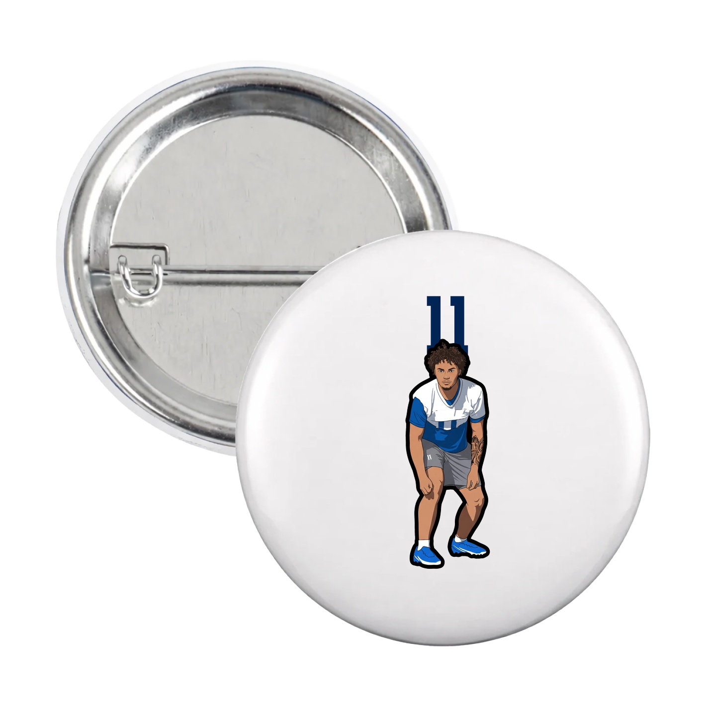 Game Day Button — Number Top in White