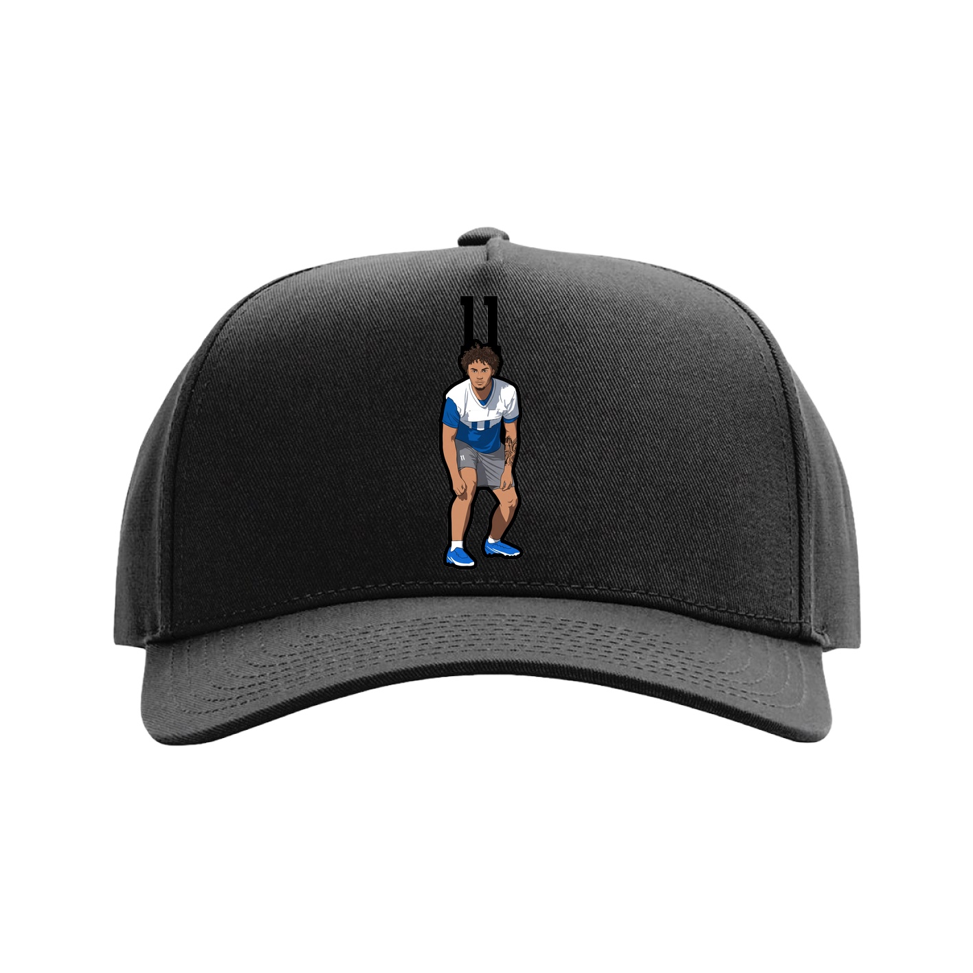 Full Fabric Five-Panel Champ Cap — Number Top in Black