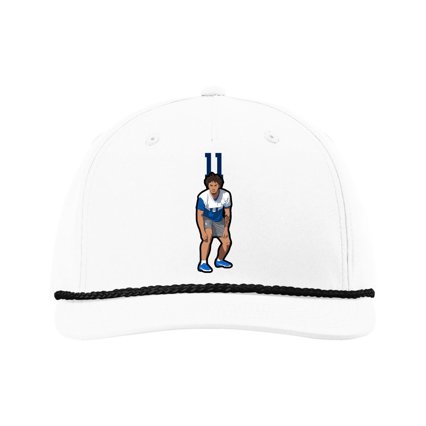 Five-Panel Classic Rope Cap — Number Top in White