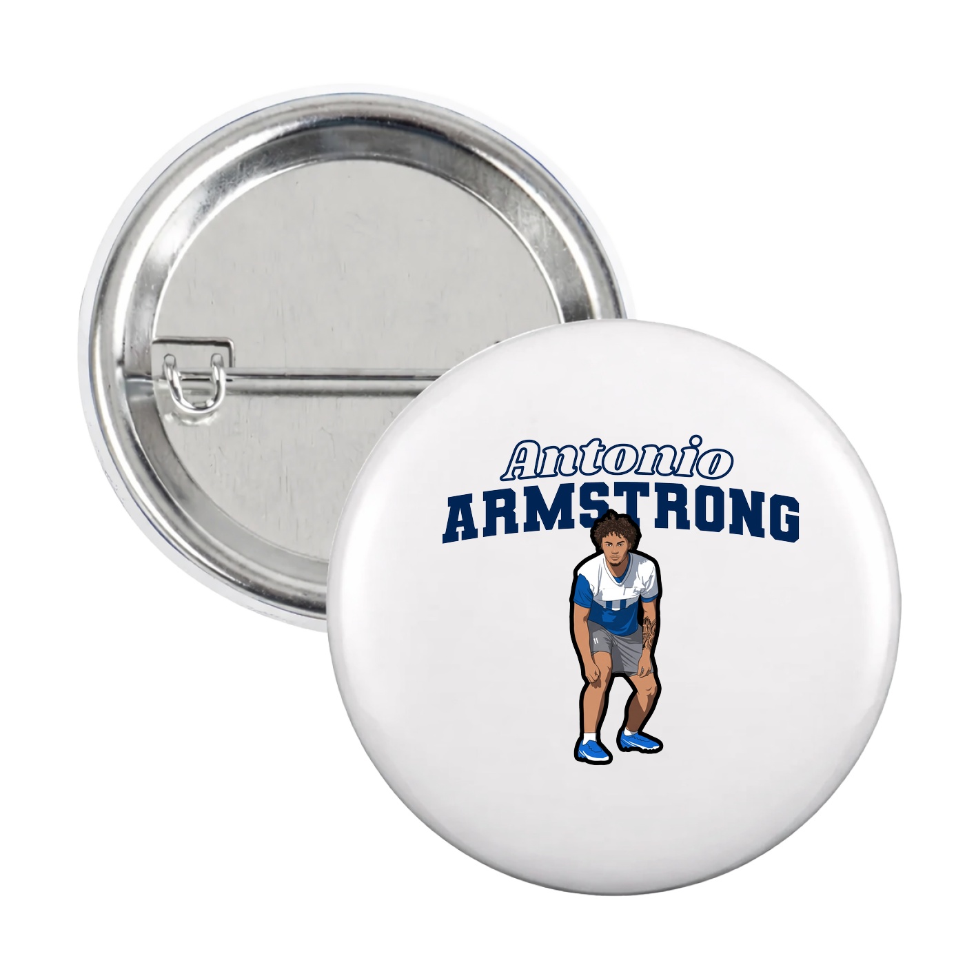 Game Day Button — Name Arch in White