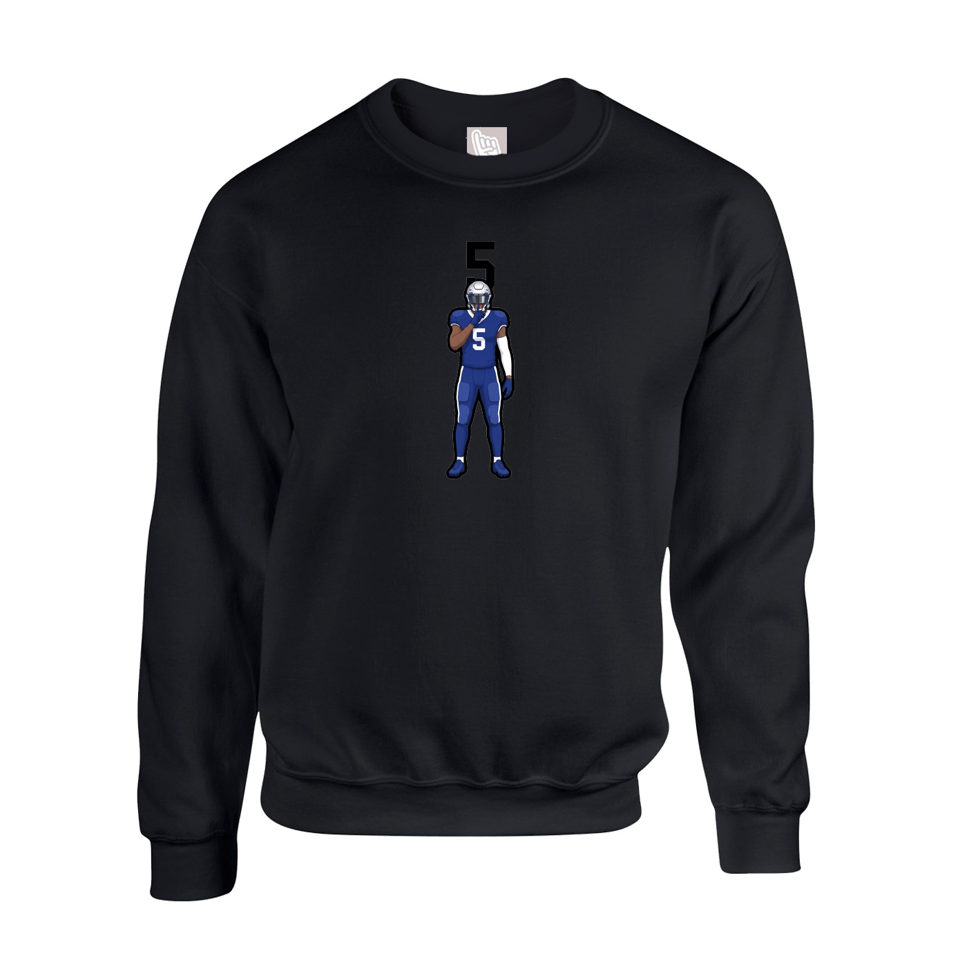 Fleece Crew — Number Top in Black