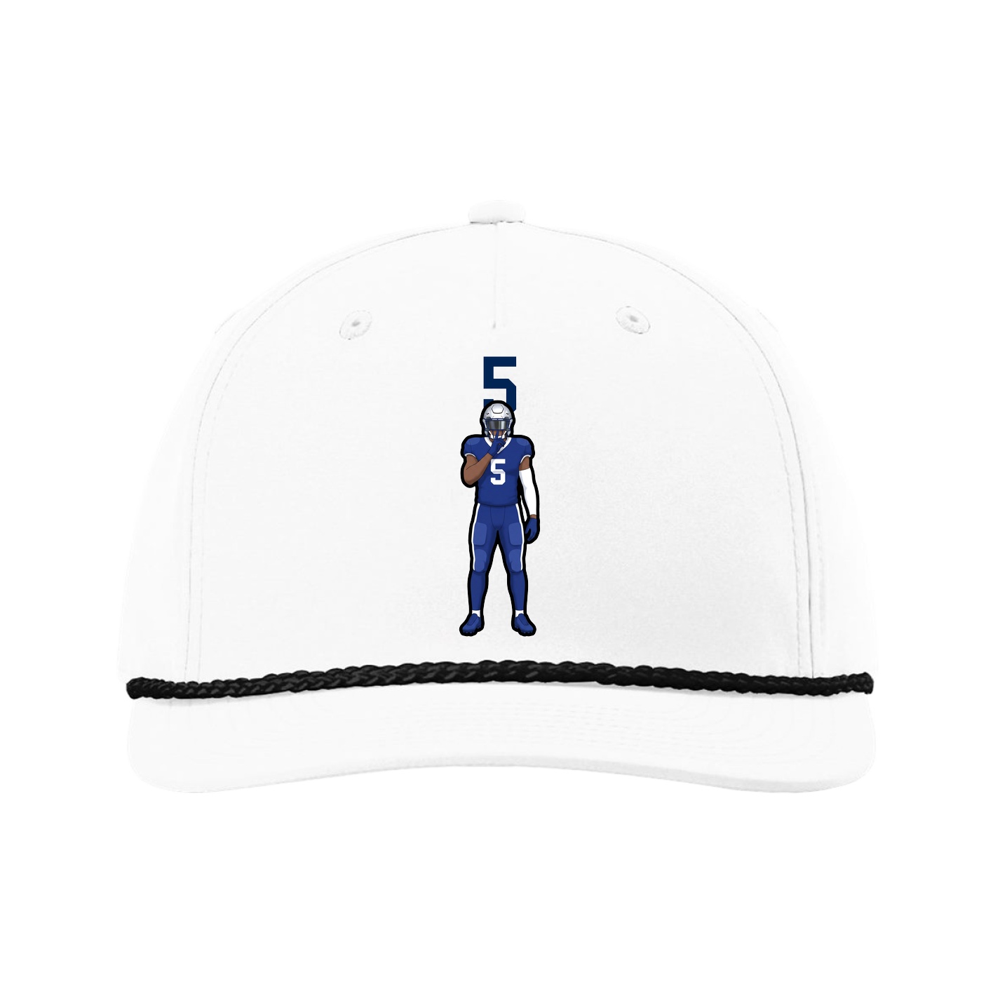 Five-Panel Classic Rope Cap — Number Top in White