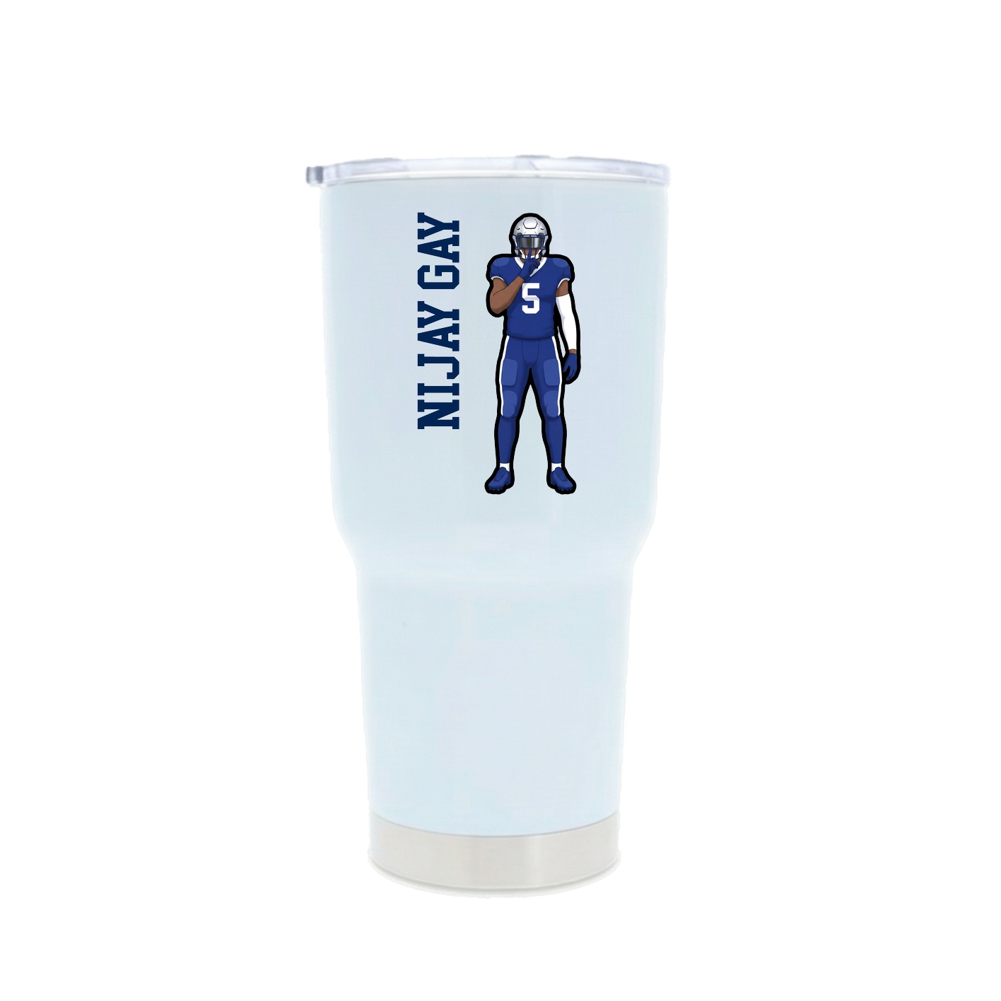 30oz Stainless Steel Tumbler — Name Vertical in White