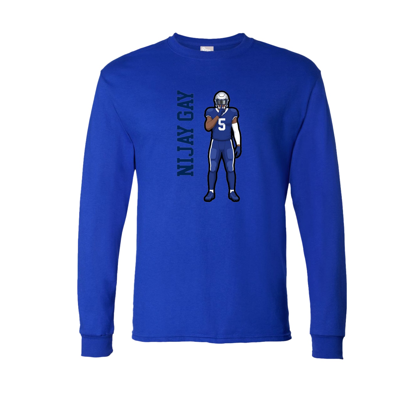 Long Sleeve Tee — Name Vertical in Royal