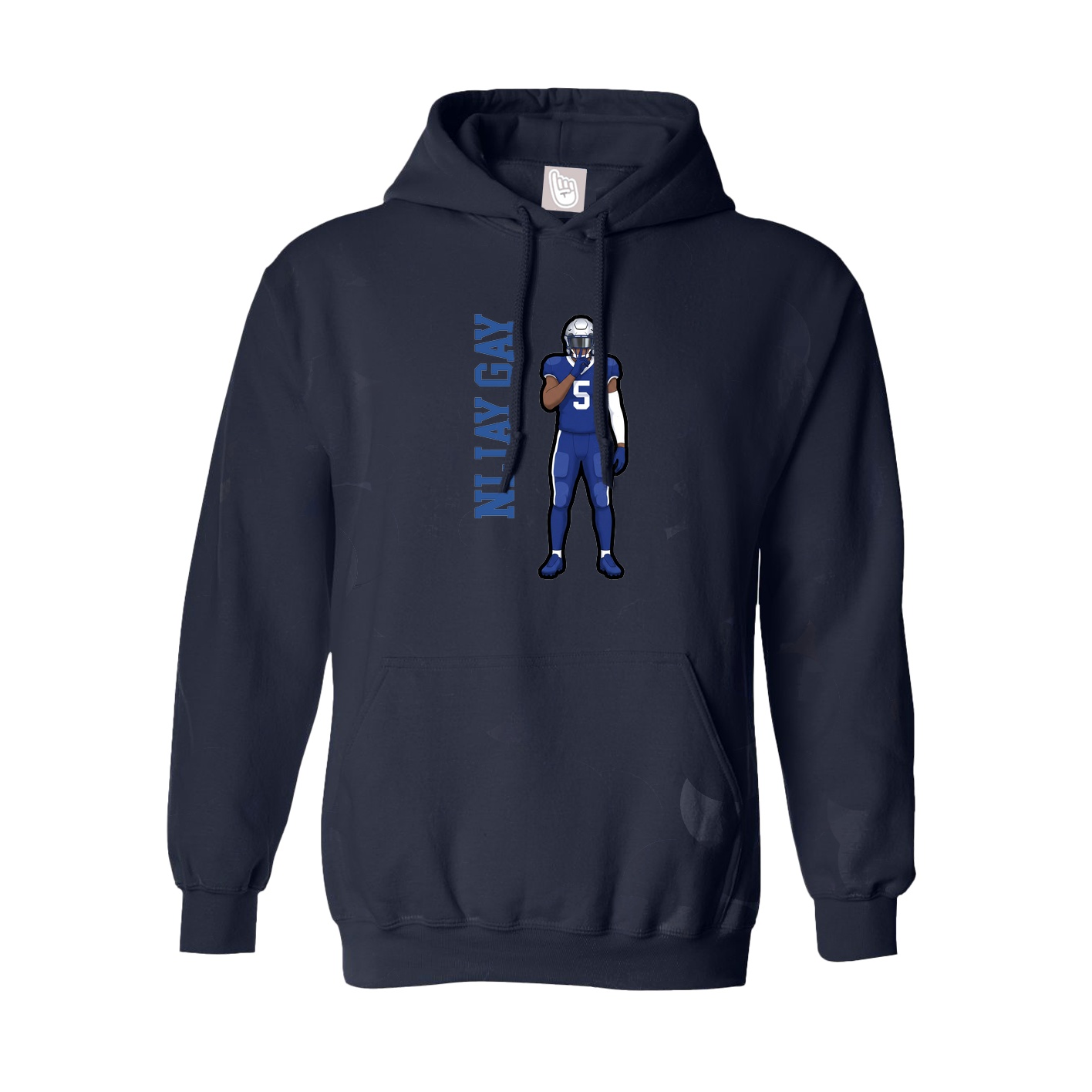 Hoodie — Name Vertical in Navy