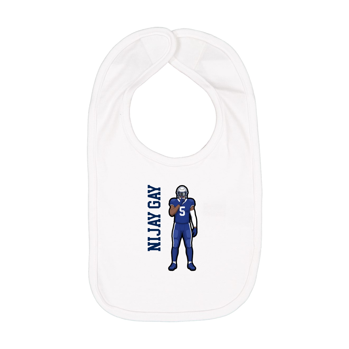 Infant Bib — Name Vertical in White