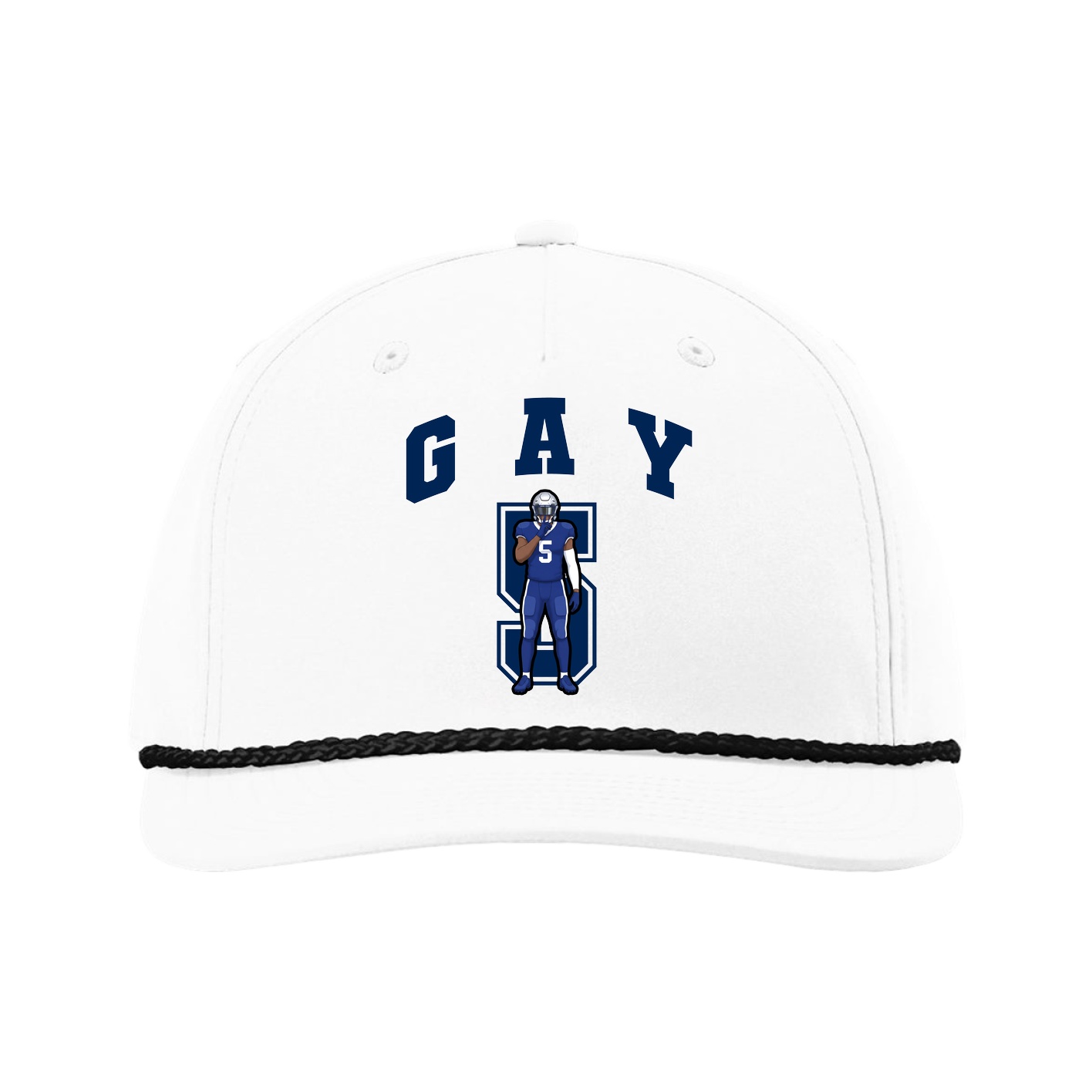 Five-Panel Classic Rope Cap — Number in White