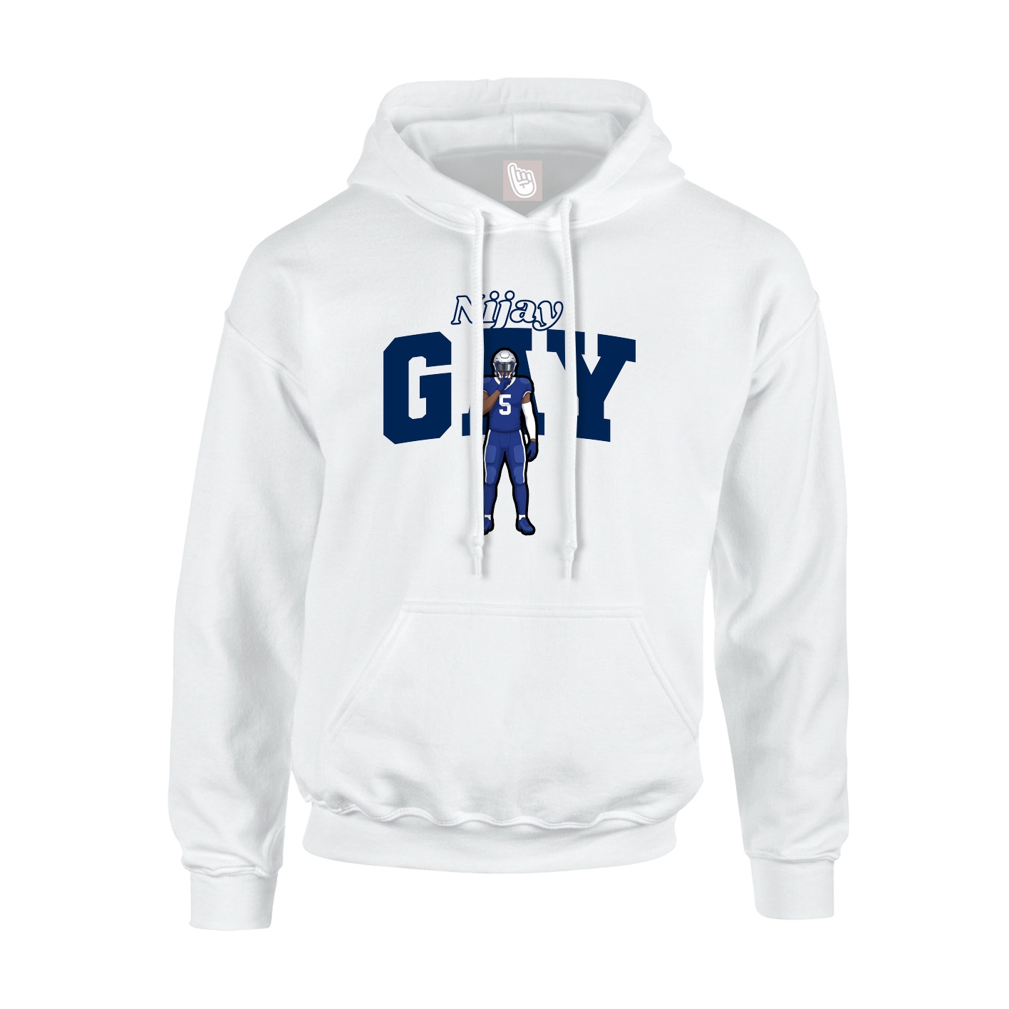 Youth Hoodie — Name Arch in White