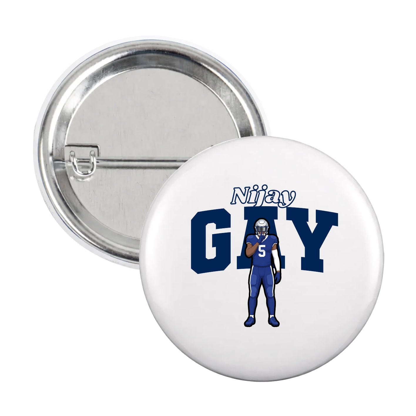 Game Day Button — Name Arch in White