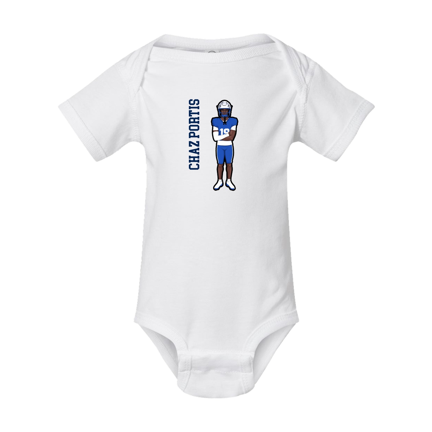Baby Onesie — Name Vertical in White