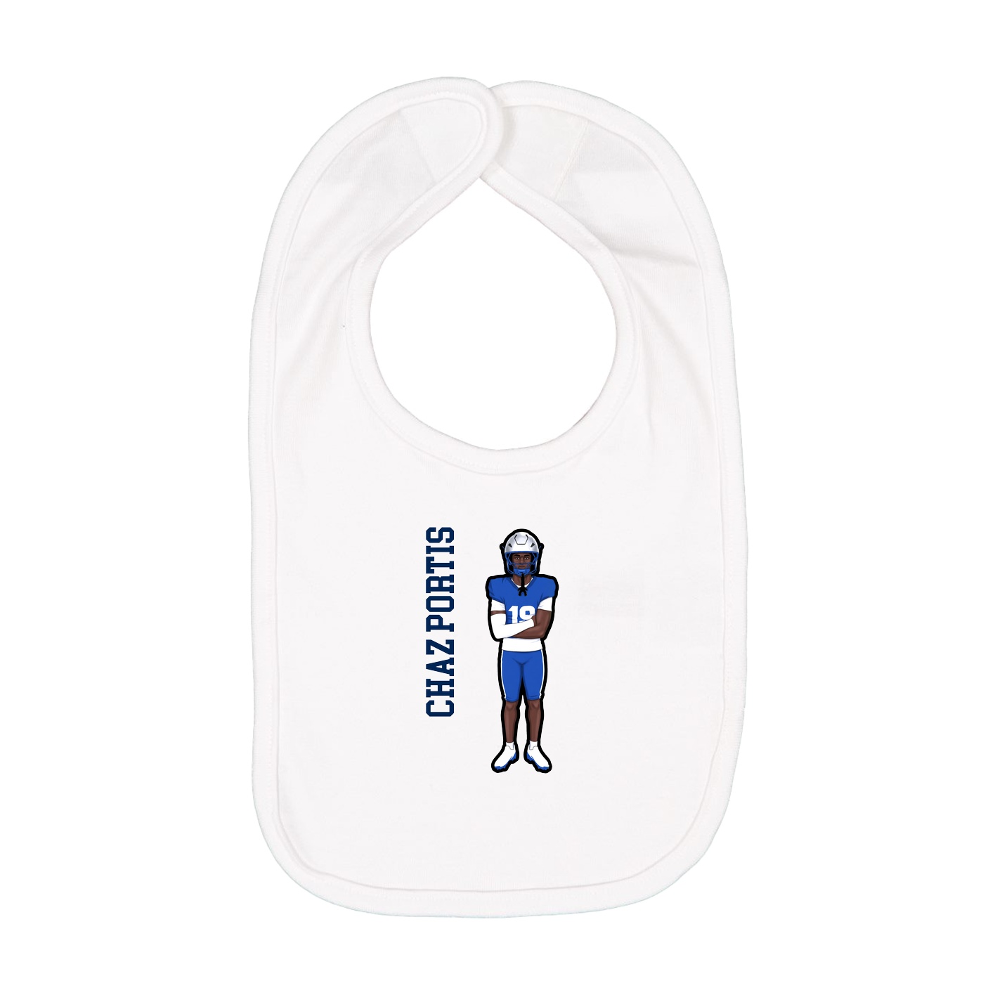 Infant Bib — Name Vertical in White