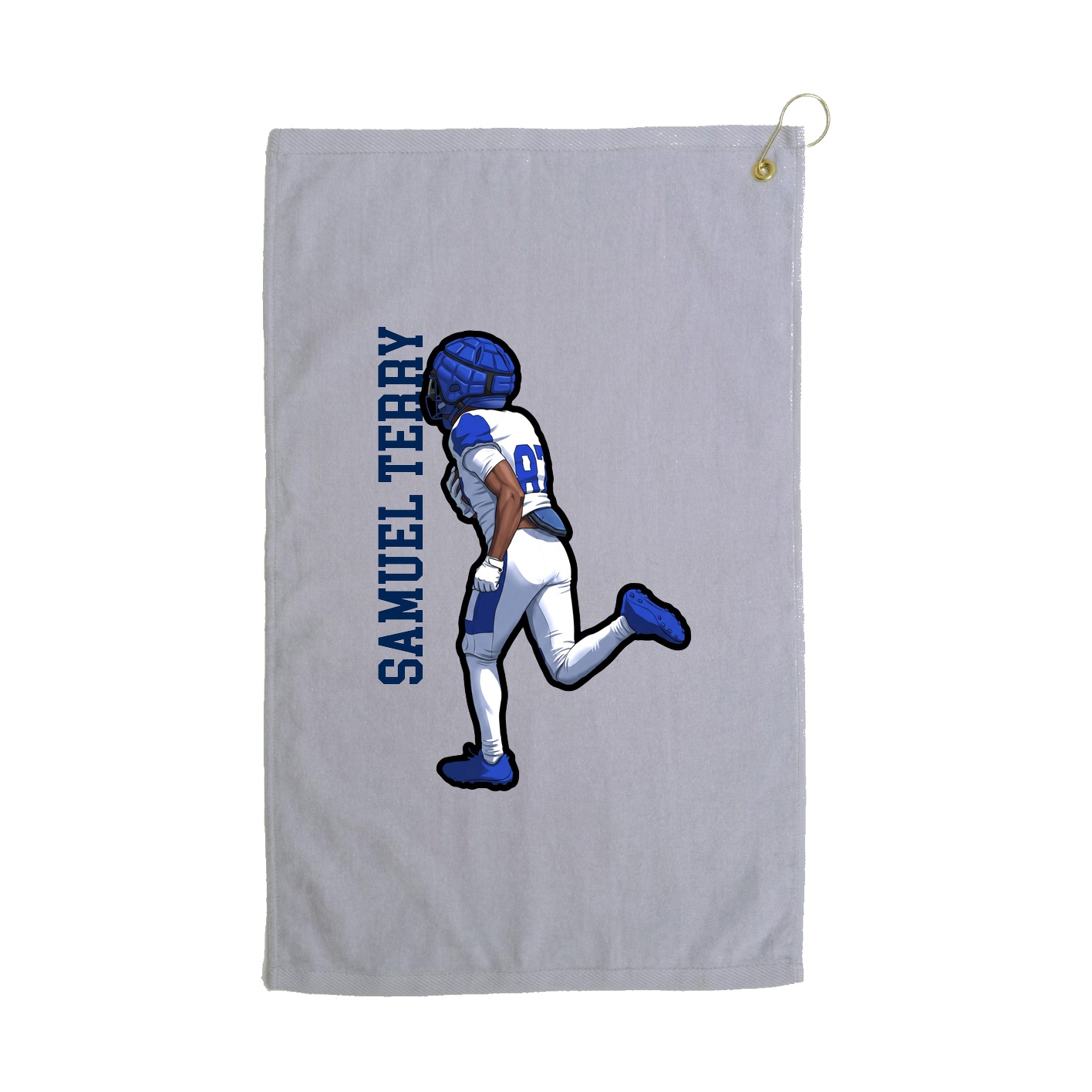 Golf Towel — Name Vertical in Grey