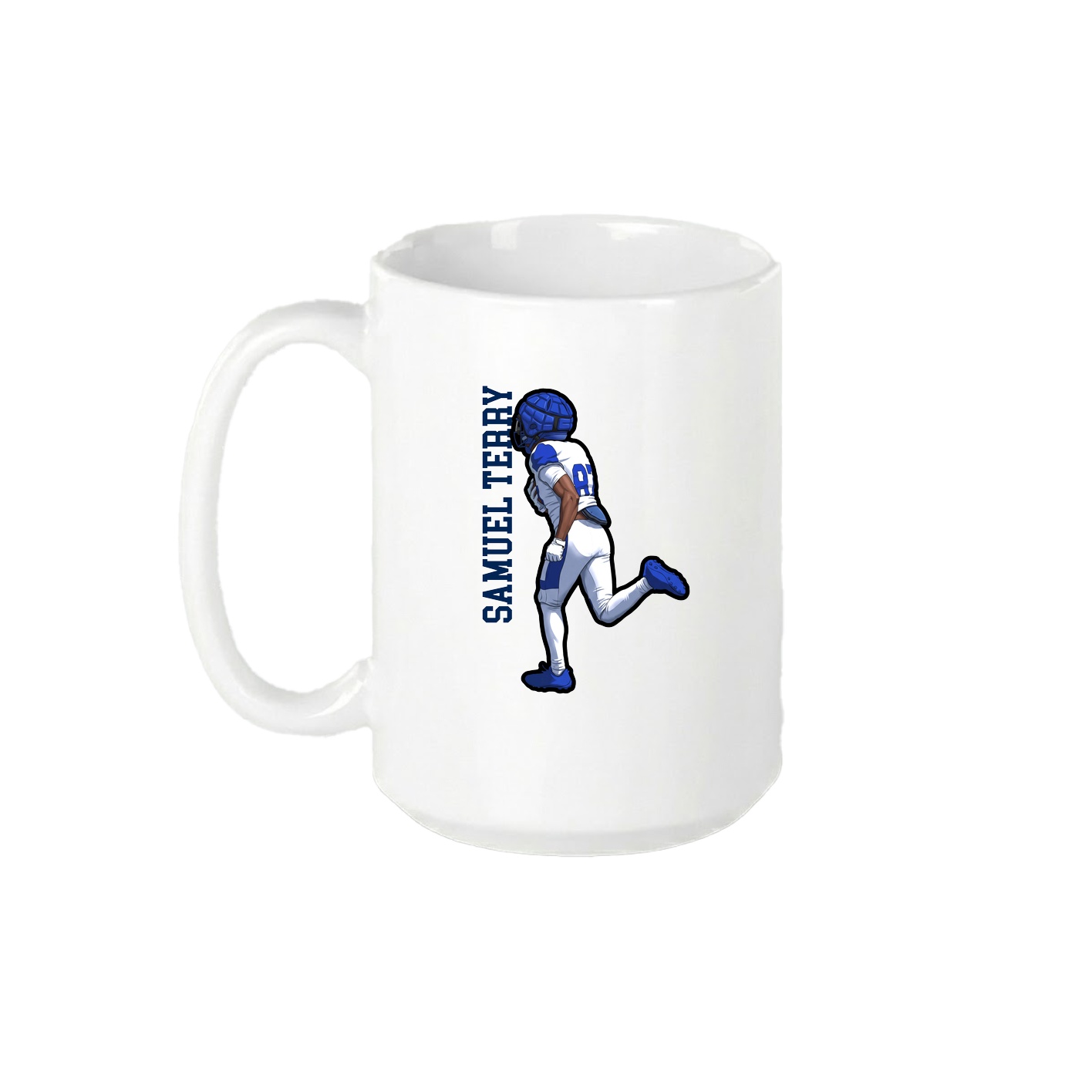 15oz Coffee Mug — Name Vertical in White
