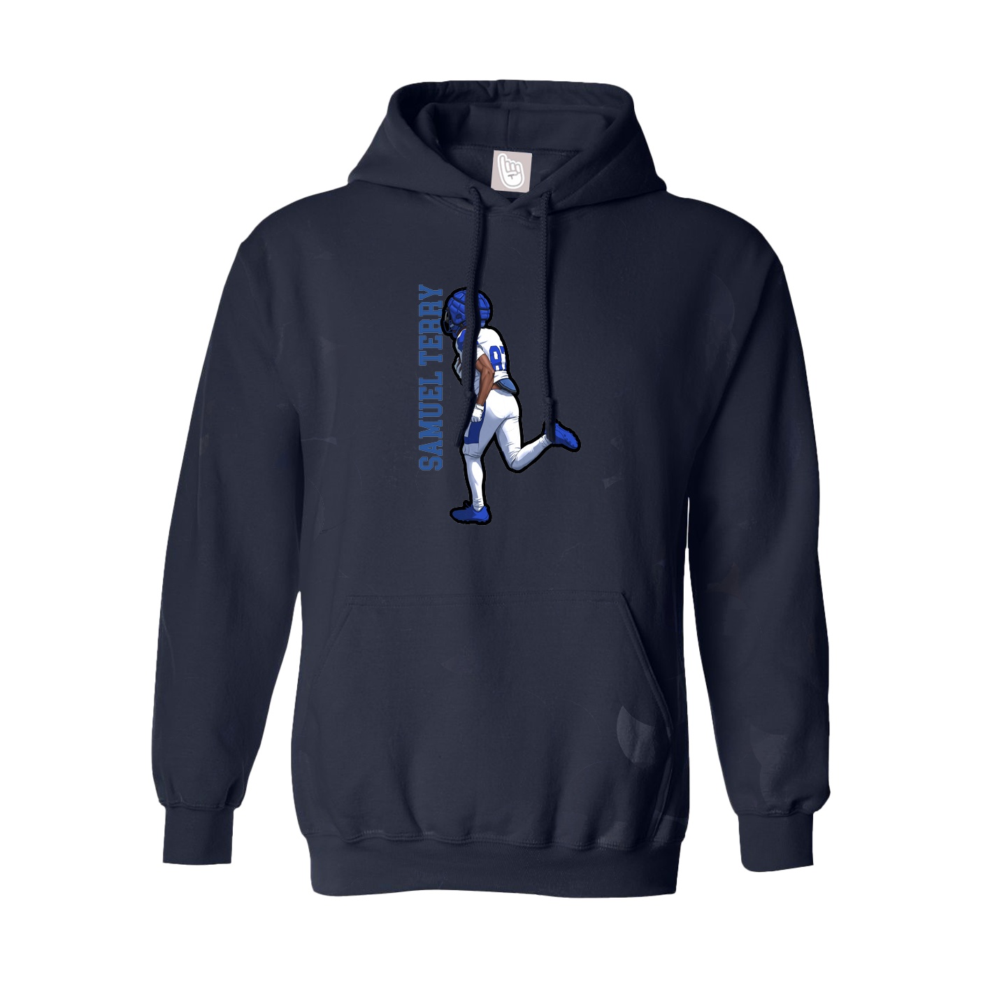 Hoodie — Name Vertical in Navy