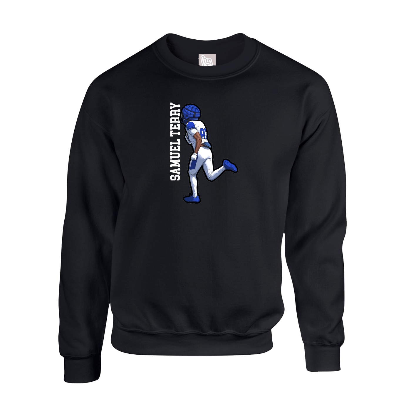 Fleece Crew — Name Vertical in Black