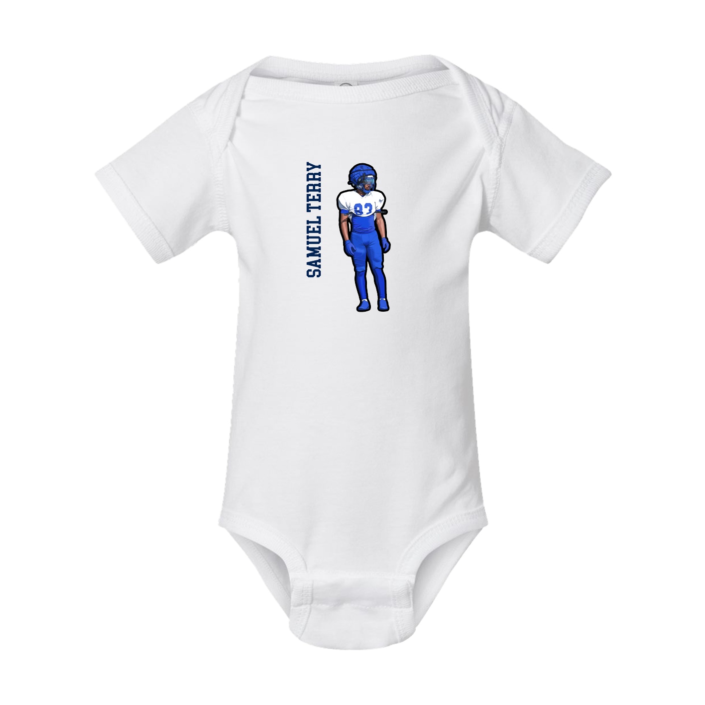 Baby Onesie — Name Vertical in White