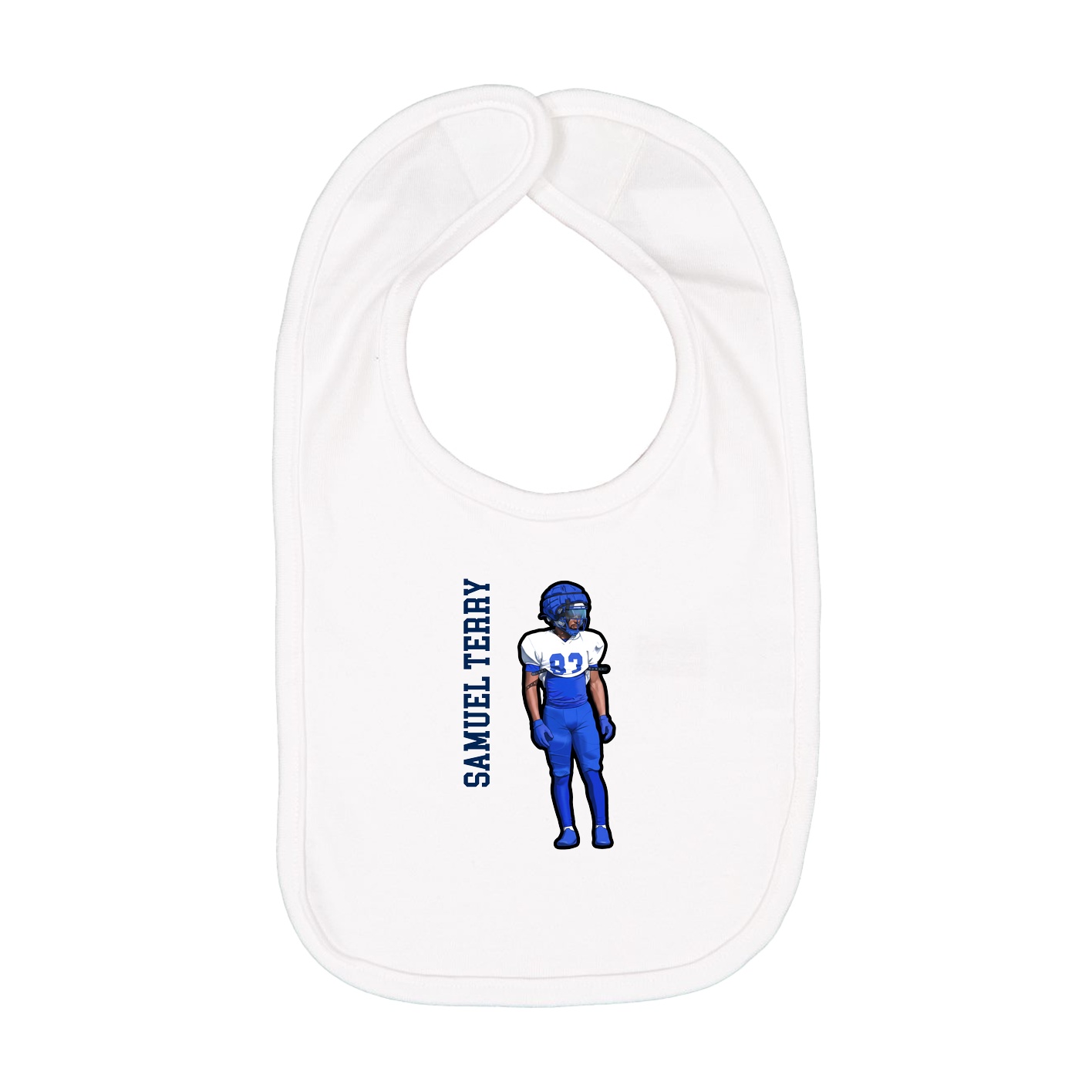 Infant Bib — Name Vertical in White