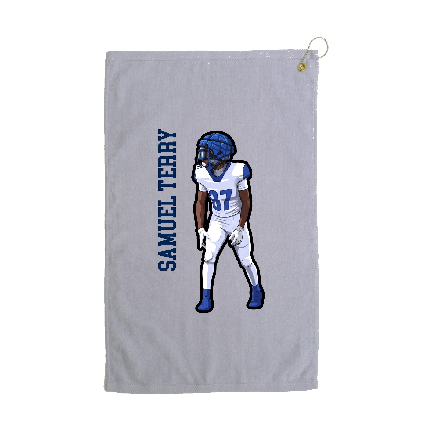 Golf Towel — Name Vertical in Grey