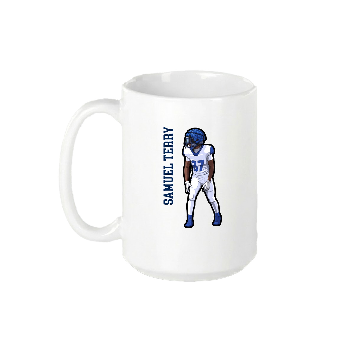 15oz Coffee Mug — Name Vertical in White