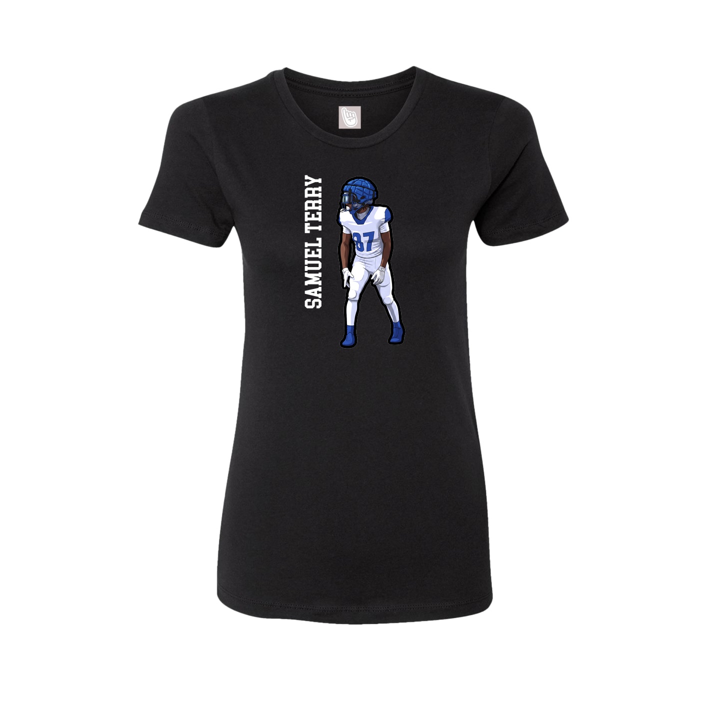 Fitted Women's Tee — Name Vertical in Black
