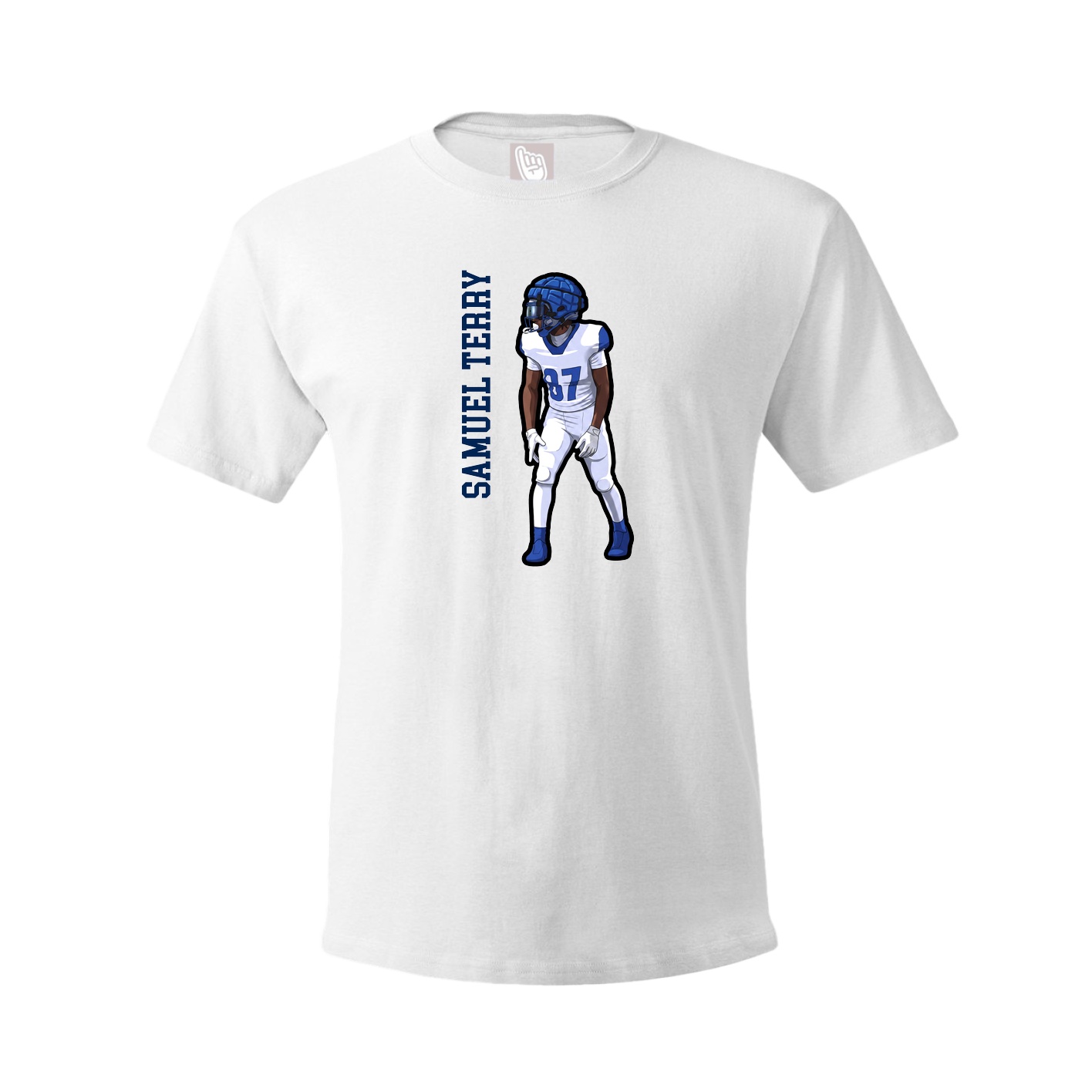 Youth Tee — Name Vertical in White