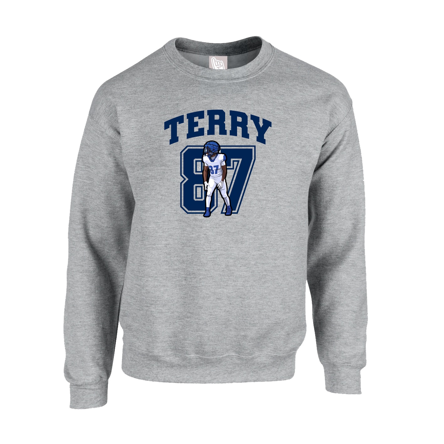 Fleece Crew — Number in Grey