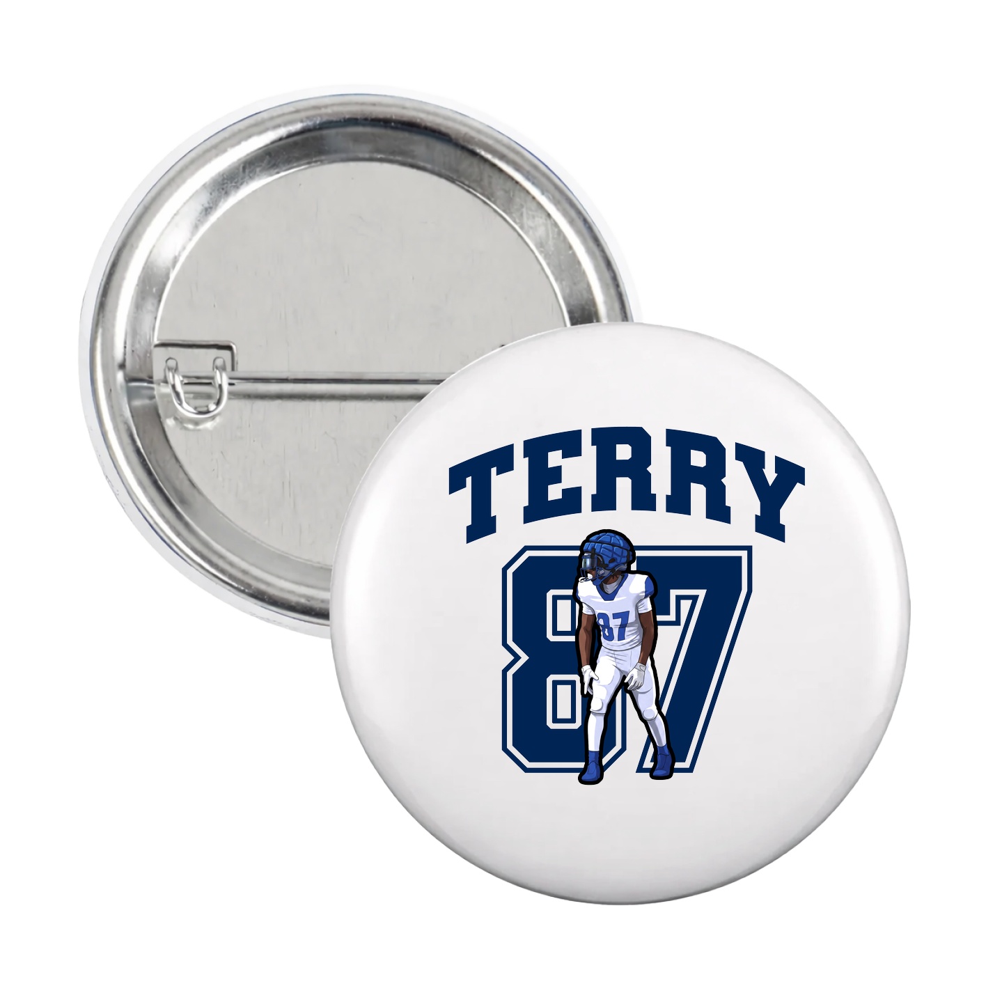 Game Day Button — Number in White