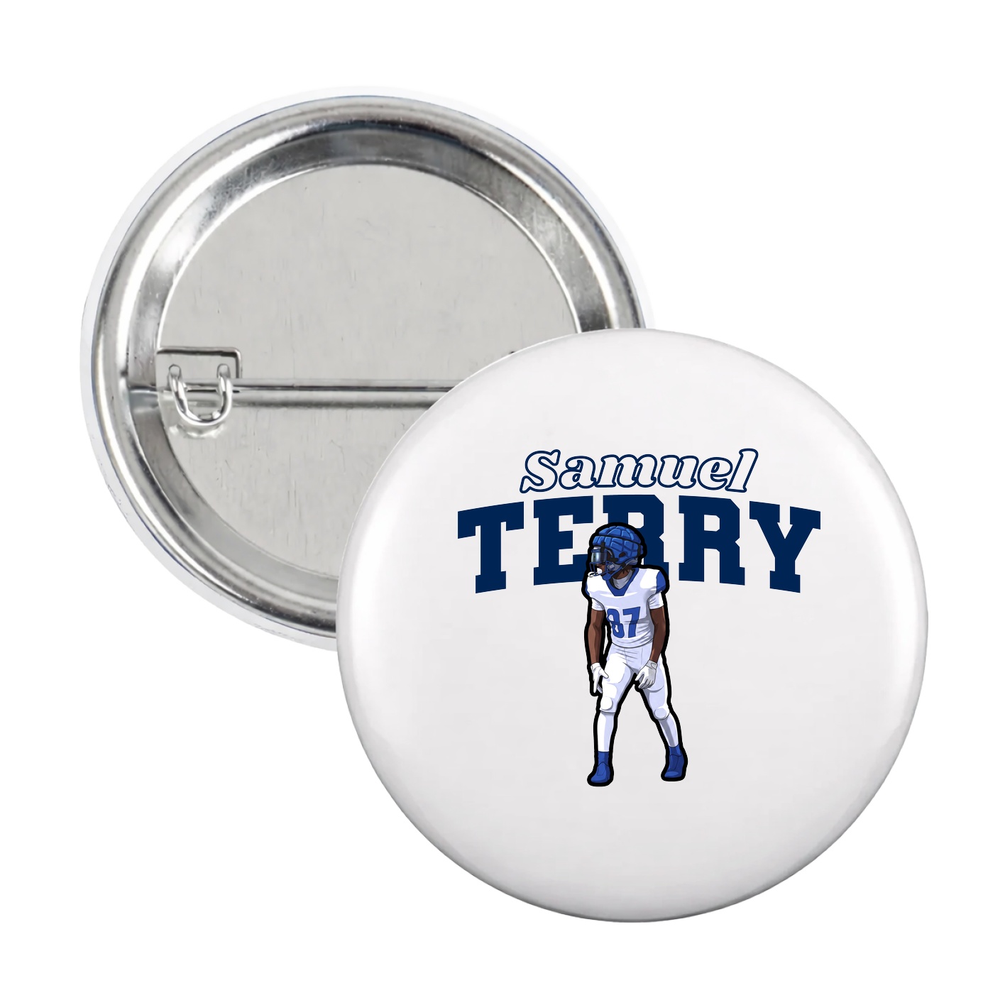 Game Day Button — Name Arch in White
