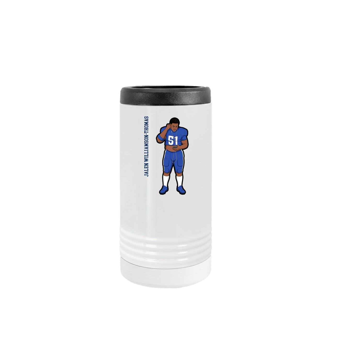 Slim Beverage Holder — Name Vertical in White