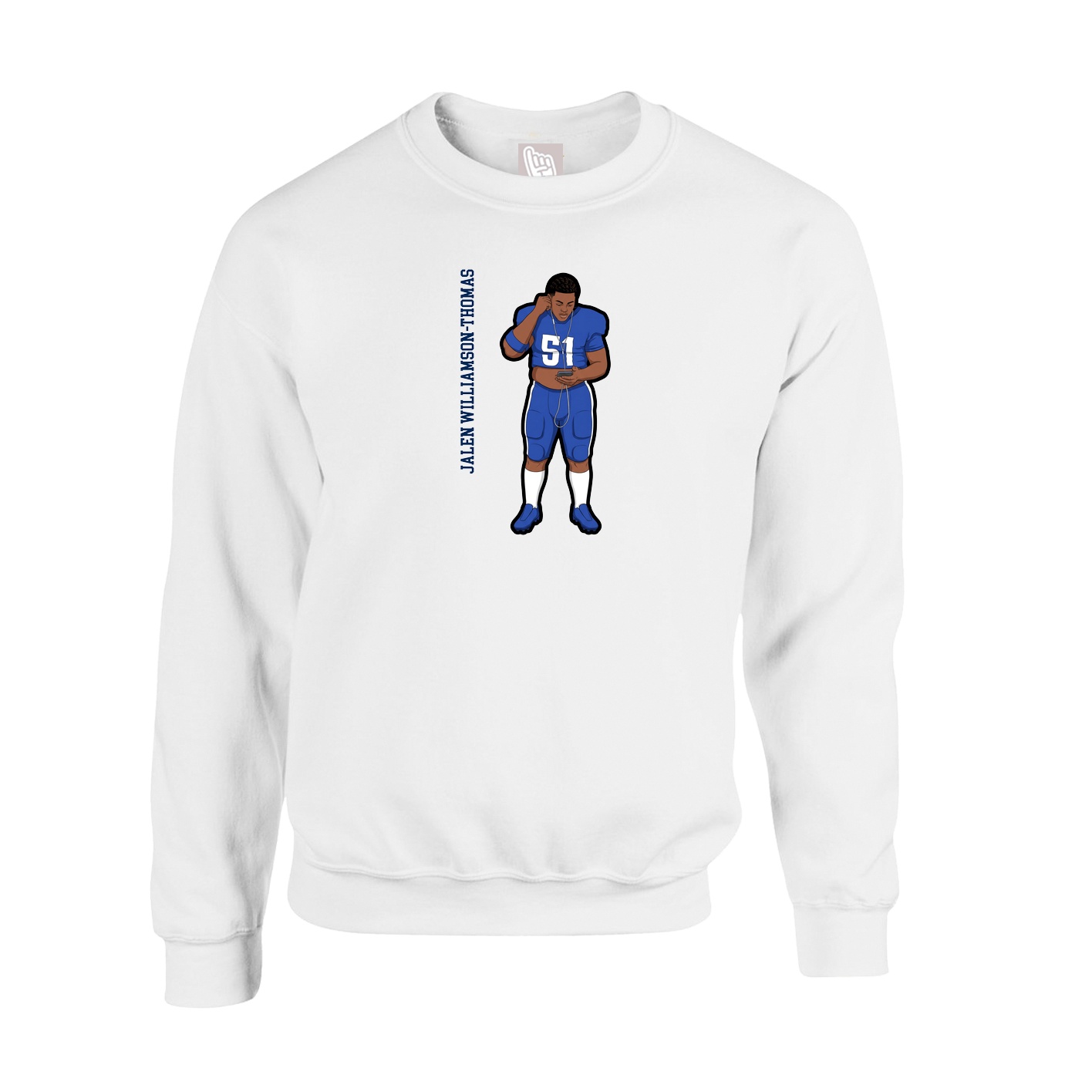 Fleece Crew — Name Vertical in White