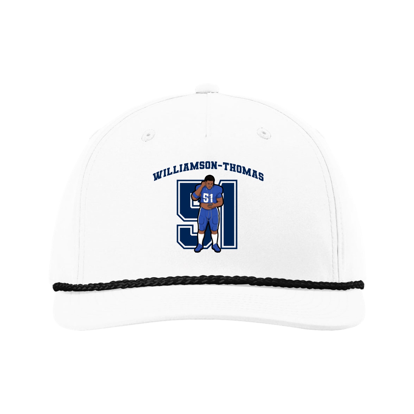 Five-Panel Classic Rope Cap — Number in White